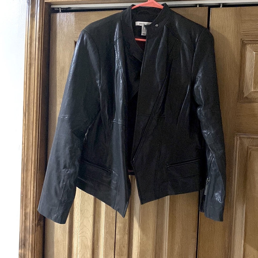 Peace Love World leather jacket.